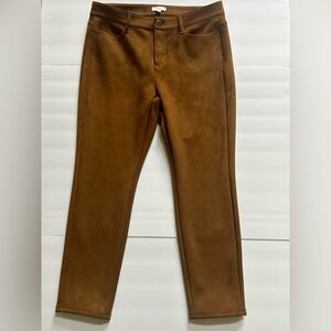Women J.Jill Faux Suede Chestnut Brown Soft Stretch Pants Size 10 Petite